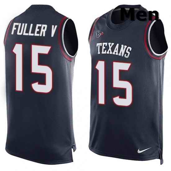 Men Nike Houston Texans 15 Will Fuller V Limited Navy Blue Player Name Number Tank Top NFL Jersey